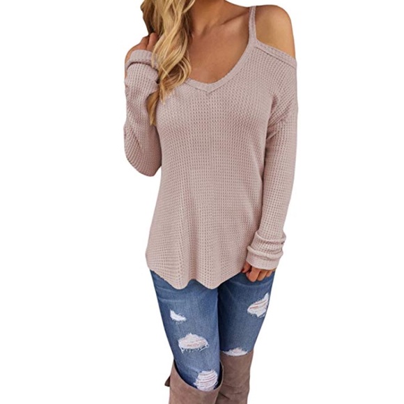 women off shoulder loose sweater top blouse - Picture 2 of 8